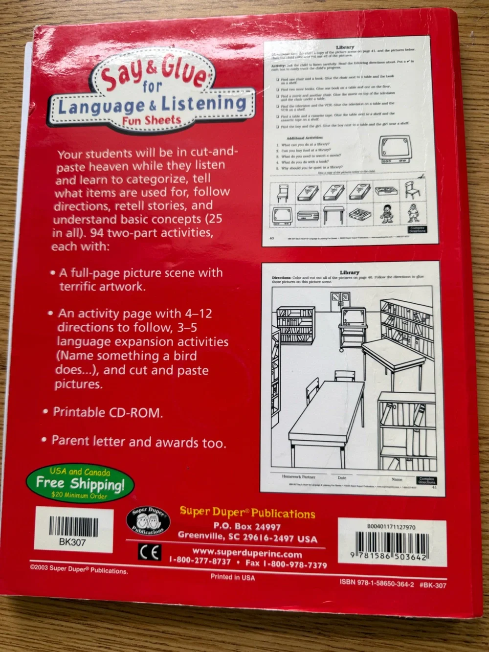 Say and Glue for Language and Listening Super Duper Publications Speech Therapy